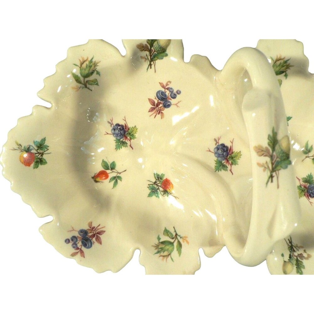 Porcelain candy nut dish Mabel 1976 handle double divisions bottom signed - Picture 4 of 11
